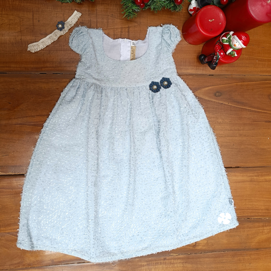 Puff sleeve frock with hair accessory