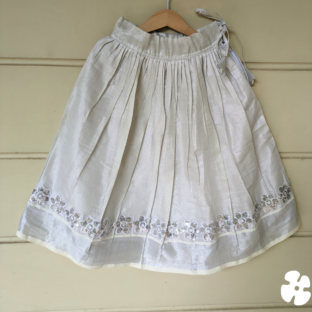 Silver flower skirt and top