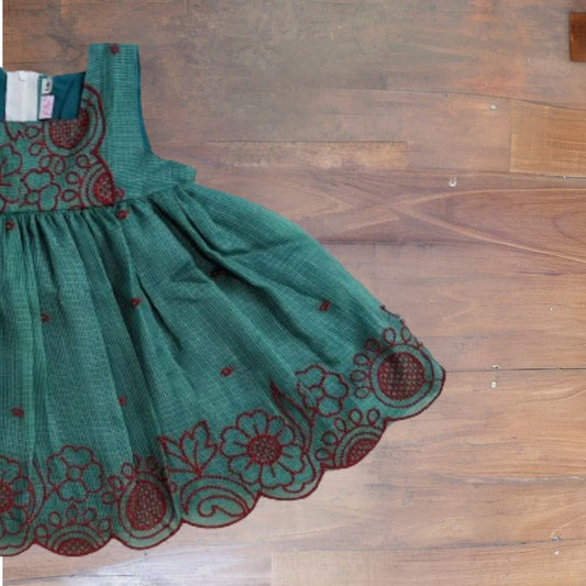 Green and Maroon little frock