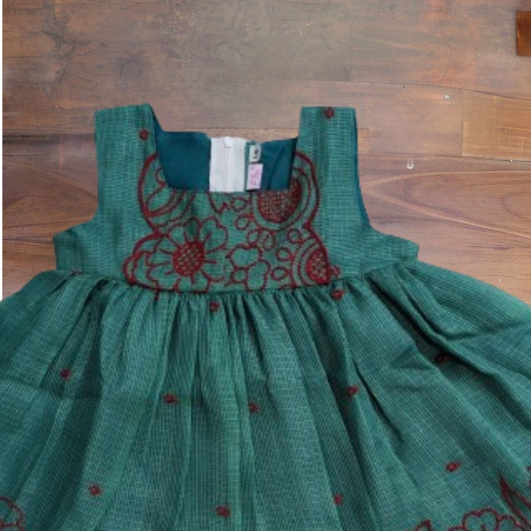 Green and Maroon little frock