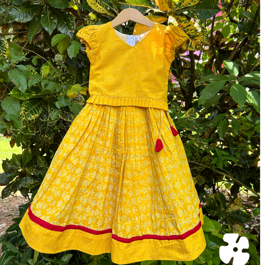 Yellow cotton simple skirt and top