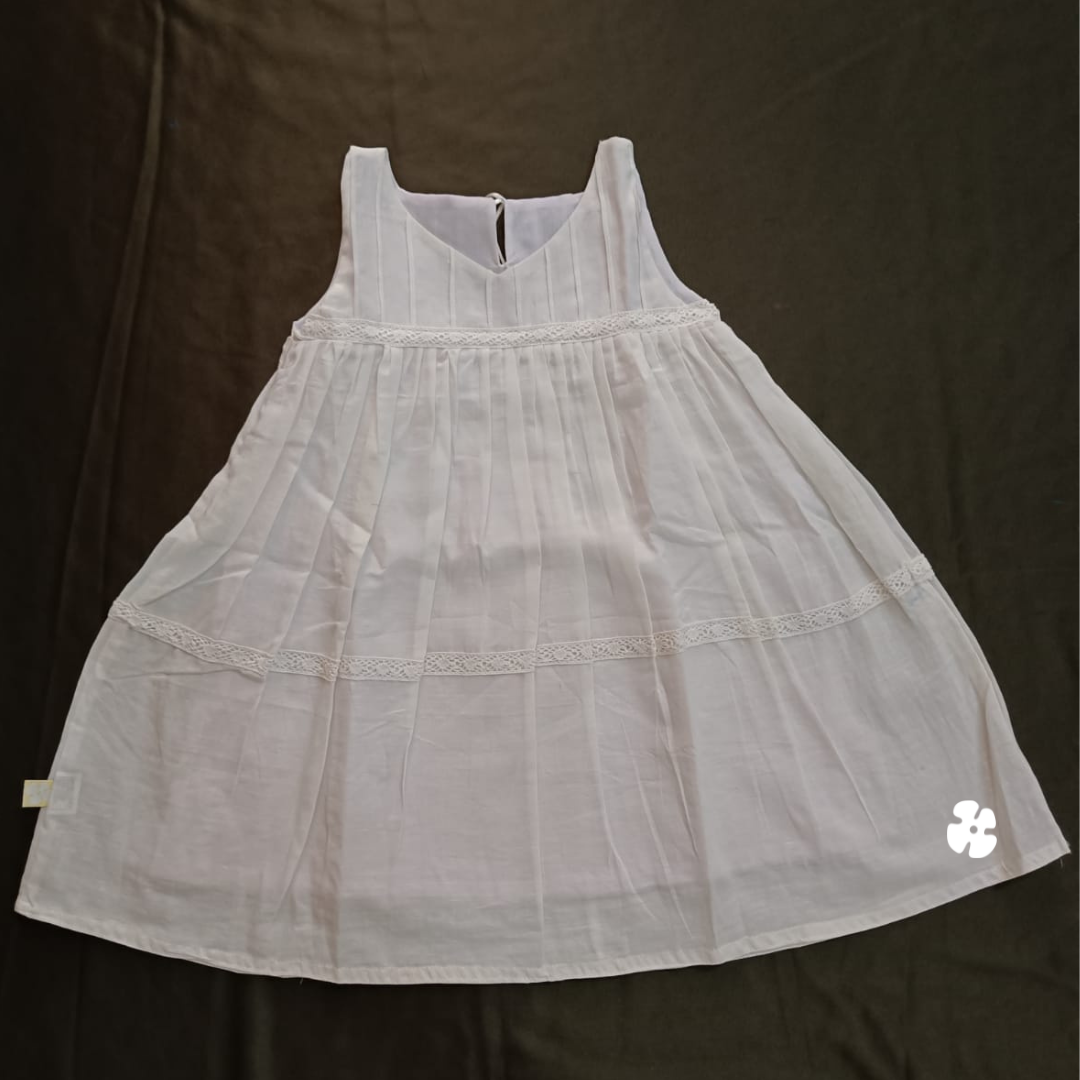 White Gathered frock