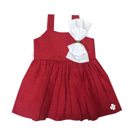 Bow red fit and flare frock