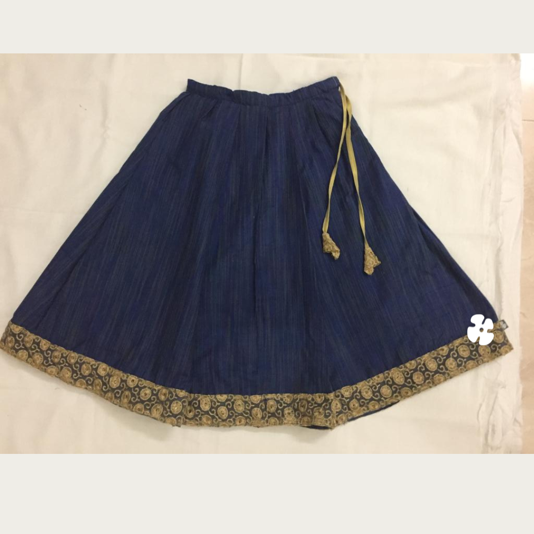 Buy Blue with gold simple skirt and collar top For Girls elsaonlineshop