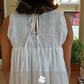 Fit and flare white dress with embroidery for women's